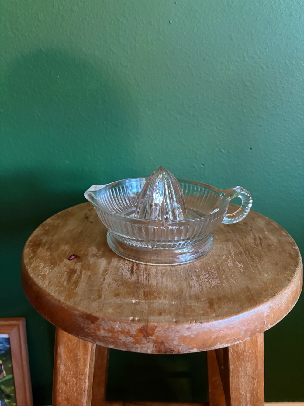 Vintage MCM Citrus Juicer in clear pressed-glass